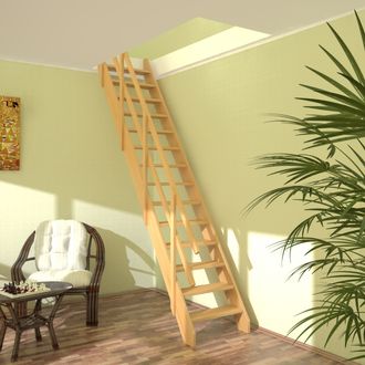 Прямая деревянная лестница «Стандарт» ЛМ-03