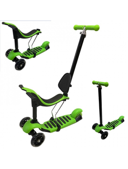 Самокат беговел Scooter 0332-4S Genius 5в1 зеленый
