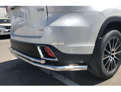 Защита заднего бампера угловая большая двойная d60/42 для Toyota Highlander 2017-2020