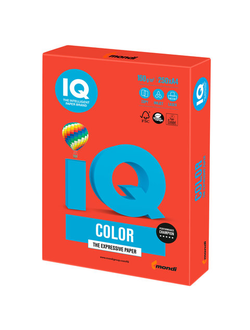 Бумага цветная IQ color, А4, 160 г/м2, 250 л., интенсив, кораллово-красная, CO44