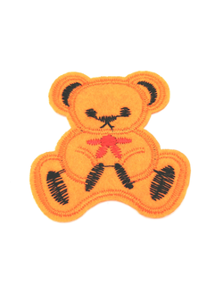 Термоаппликация мишка с бантиком оранжевый, 50*50 мм