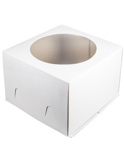 Коробка для торта с окном (белая, ХЭ), 300*300*190мм