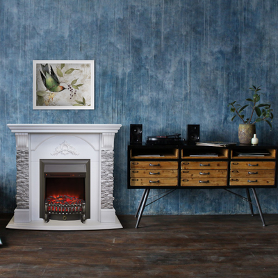 камин электрический Атланта GR WT с очагом Fobos