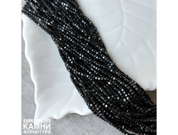 Шпинель чёрная кубик 2,2 мм, цена за нить 19 см