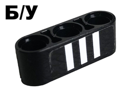 ! Б/У - Technic, Liftarm Thick 1 x 3 with 3 White Stripes on Black Background Pattern Sticker - Set 42096, Black (32523pb16) - Б/У
