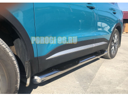 Пороги труба с проступью d76 для Chery Tiggo 7 Pro 2021-