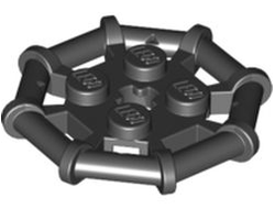 Plate, Modified 2 x 2 with Bar Frame Octagonal, Reinforced, Completely Round Studs, Black (75937 / 6018805)