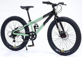 Детский велосипед Timetry TT110 7ск 20х3 черный зеленый, рама 9"