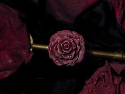 Кольцо "Осенняя роза и хрусталь росы" с капельками