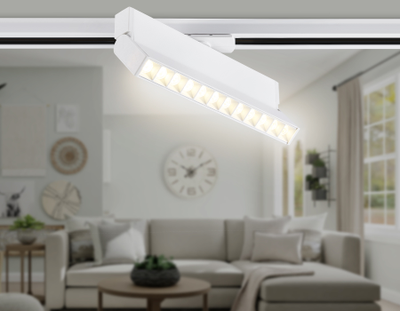 Трековый однофазный светодиодный светильник GL 6815 WH белый LED 12W 3000K 24° 230*22*87