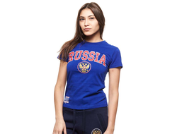 Футболка РОССИЯ женская синяя 131890