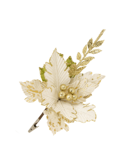 Украшение ёлочное Белый цветок креплением на клипсе 28x28x18см, 81676