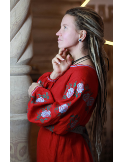 Платье славянское с вышивкой "Русская Душа"