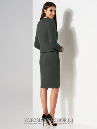 Темно-зеленый комплект-тройка с пайетками