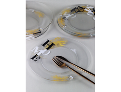 Тарелка 25см, золотистое перо