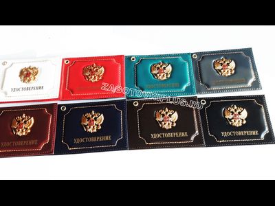 Кожаная обложка для удостоверения с гербом РФ