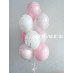 Фонтан 10 шаров "Нежно-розовый даблстафф"