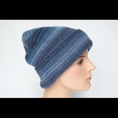 Итальянская вязаная шапка с отворотом Vizio 110 CRY синяя