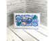Шкатулка для денег бело-голубая с картинкой 180х100 мм деревянная с росписью Хохлома