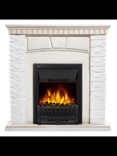 Портал Firelight Porto Classic камень белый, шпон беленый дуб
