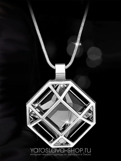 Подвеска с кулоном "квадрат" с синим камнем (копия)