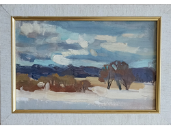 "Зимний пейзаж" холст на картоне масло Бетехтин О.Г. 1990-е годы