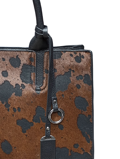 (АРТИКУЛ: 9727) СУМКА ЖЕНСКАЯ СРЕДНЕГО РАЗМЕРА, НАТУРАЛЬНАЯ КОЖА, КОМБИНИРОВАННАЯ, ЧЕРНАЯ/ КОРИЧНЕВЫЙ МЕХ, С ПЛЕЧЕВЫМ РЕМНЕМ