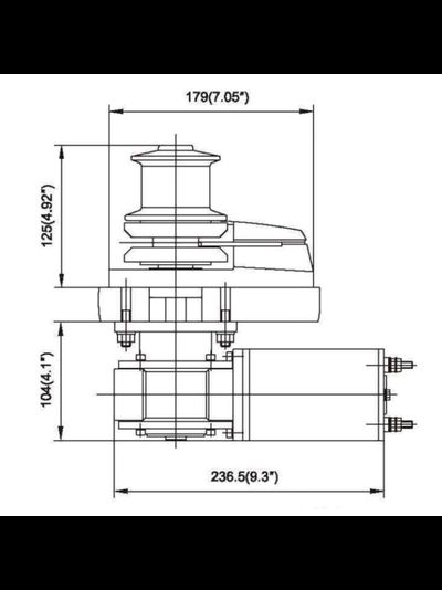 Лебедка якорная BADA серии-C Heavy Duty Style (c барабаном) 600Вт, 12В, цепь 6 мм, трос 12 мм