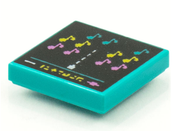 Tile 2 x 2 with Groove with BeatBit Album Cover - Music Notes in Space Invaders-Style Pattern, Dark Turquoise (3068bpb1535)