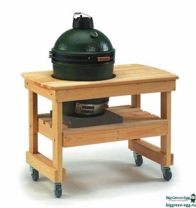 Стол мини на колёсах, для гриля Big Green Egg М, лиственница 100х60х75, tabl100m