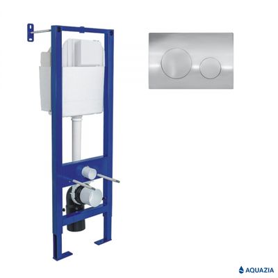 Инсталляция AQUAZIA ATOM 410 для подвесного унитаза, кнопка Atom Ring (Хром)