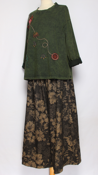 Джемпер ХЛОПОК "Кот винтаж" зеленый,черный  до р.52