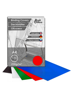 Обложки для переплета картонные ProfiOffice красный А4, 250г/м2, 100 штук в упаковке