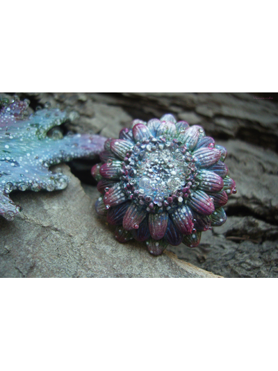 Комплект украшений из серёжек-крылышек и цветочка-кольца "Галлициниум, фея Рассветного Сада"