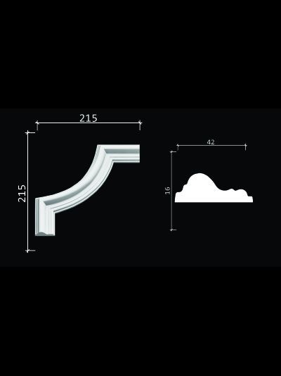 Угловой элемент DECOR-DIZAYN C1-DD301 к молдингу DD301, из дюрополимера, под покраску, 4шт