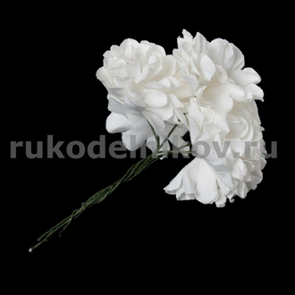 бумажные цветы "Хризантема с блестками", цвет-белый, 12 шт/уп