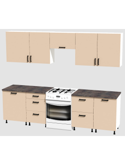 Кухня Эконом 2,1 метра (600х450х600х450) Цвет: Фон бежевый/Фон бежевый