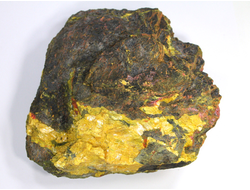 Аурипигмент, Реальгар на породе, крупный коллекционный образец, Грузия (140*135*60 мм, 1566 г) №19898