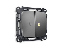 Переключатель 2-кл с подсветкой 3200K Антрацит серый - Ambrella Volt - OMEGA