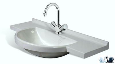 Раковина Эстет Cuba 90 х 43 см персикового цвета на столешницу. Ручная роспись