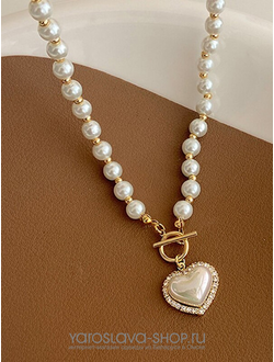 АЛ-190.Колье из жемчуга с подвесом сердце.