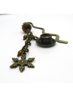 Закладка для книг "Зимний кофе" с тигровым глазом