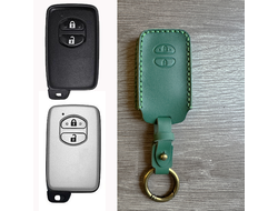 Зелёный чехол для ключа Toyota LC200, Prius, Prado, Yaris, IQ, Corolla,Vitz (2 кнопки)