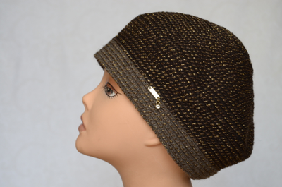 Тюбетейка вязаная для женщин Vizio Италия 6318 коричневая