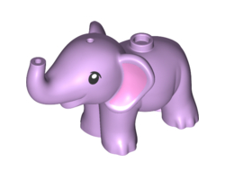 Elephant, Friends, Baby with Bright Pink Ears Pattern, Lavender (67153pb01 / 6301609)