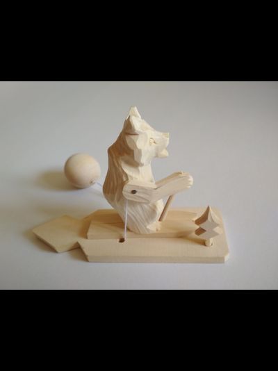 Богородская игрушка "Медведь на лыжах"