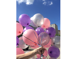 10 шаров Розовые Сирень Серебро