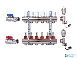 Коллекторный блок нерж в сборе с расход.  4 выхода VIEIR