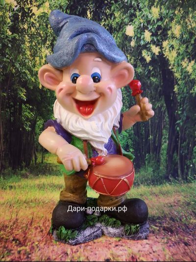 Гном музыкант с барабаном 43*23см   2кг   полистоун Россия  2579/091037-2*