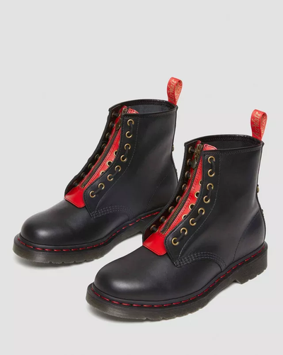 Dr. Martens 1460 Year Of The Rabbit Black Poppy Red